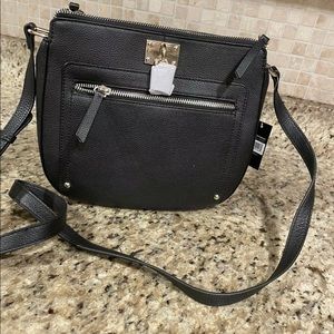 Hilary Radley Maya Crossbody Black Leather Women's Handbag  with Padlock - New